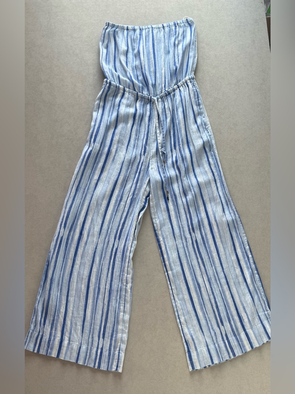 Calypso St. Barth Striped Wide-Leg Jumpsuit - Light Blue/White